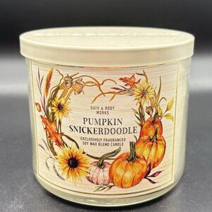 Bath & Body Works Pumpkin Snickerdoodle 3 Wick Candle 14.5 oz Fall Sugar Cookie